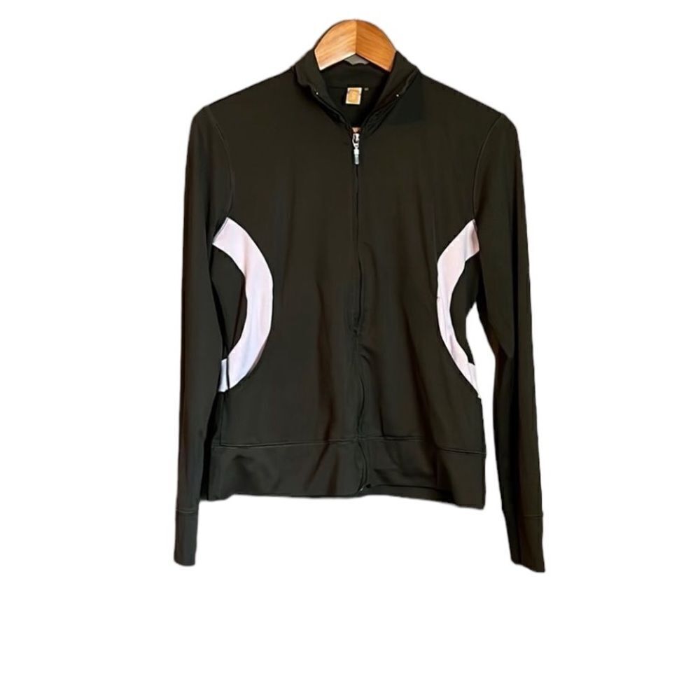 Lucy brown & light pink zip up sweater. Size medium